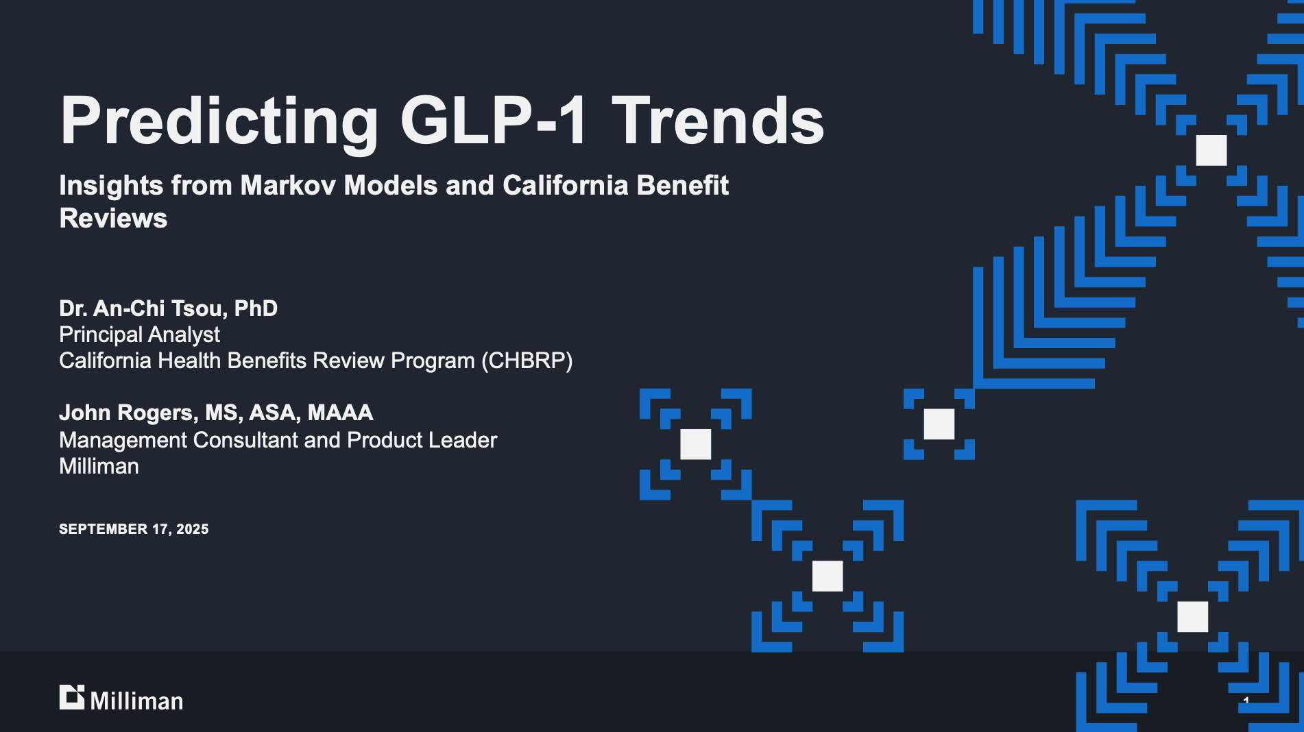 The cover photo of a presentation on GLP-1 trends