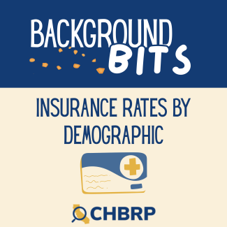 A graphic showing a background bits for isnurance rates by demographic