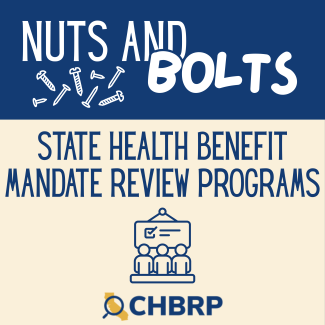  A dark blue banner with an image of multiple small screws and nails. The lower half of the image has a cream background with words and a graphic of three people standing in front of a sign held by a pin with a checkmark. The CHBRP logo is at the bottom of the image.